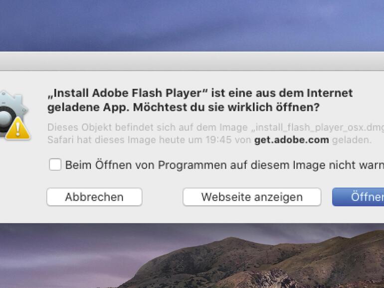 Versuchen Sie eine aus dem Internet geladene App zu öffnen, zeigt macOS eine Warnung.