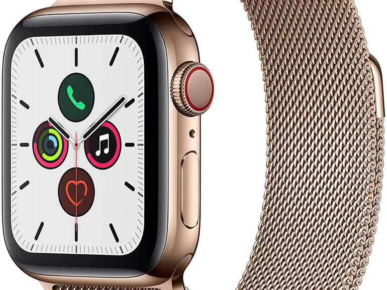 Die Apple Watch-Series 5 mit dem Milanaise-Armband in Gold gibt es jetzt für 667,01 Euro.
