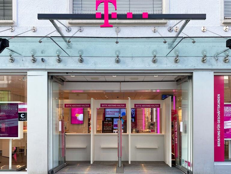 So sieht ein Telekom-Shop in Zeiten von Corona aus.