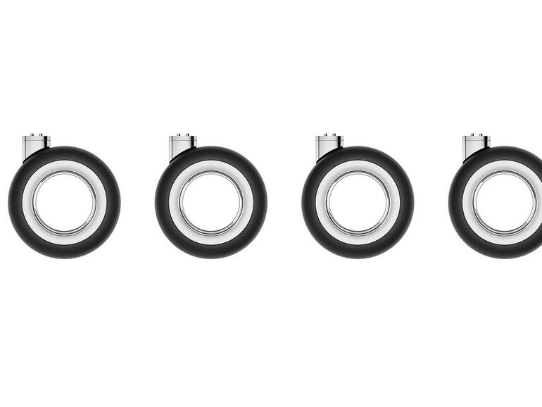 4 Rollen aus Edelstahl und Gummi kosten 849 Euro, also 212,25 Euro pro Rolle.