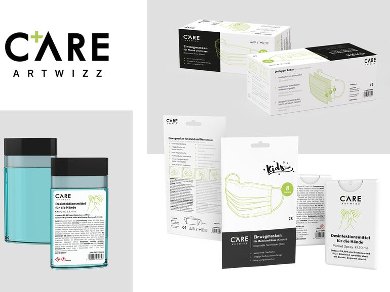 Eine unerwartete Diversifikation der Produktpalette: Über Apple-Zubehör hinaus bieten wir nun auch Masken und Desinfektionsmittel an.