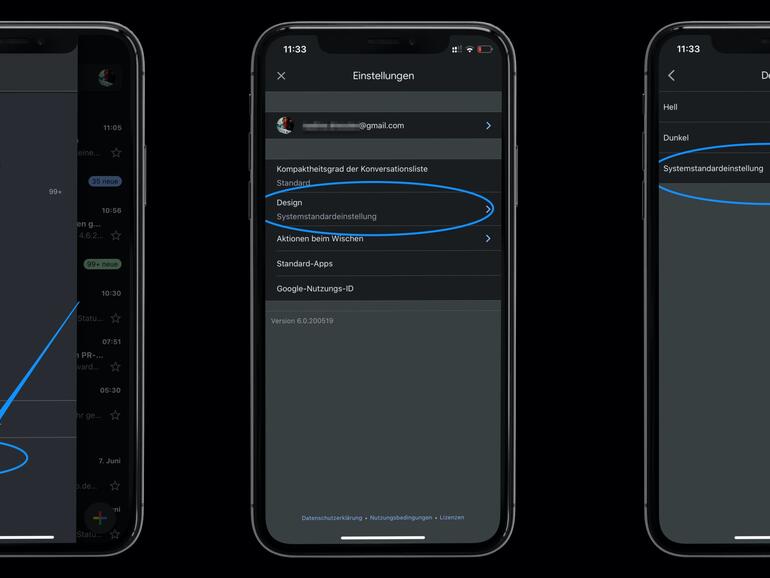 Über die Einstellungen kann man das Design ändern und so die Anzeige anpassen.