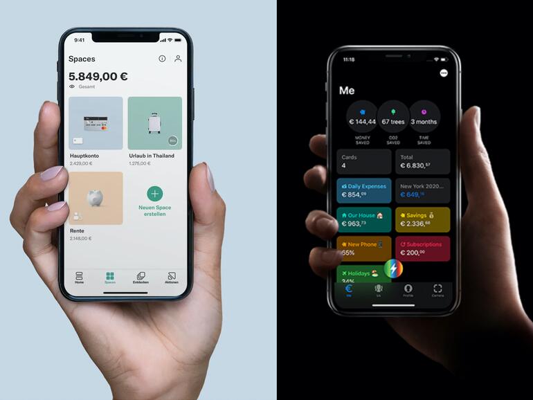 Vier der Alternativen: Bitwala, N26, Bunq und Tomorrow (von links nach rechts).