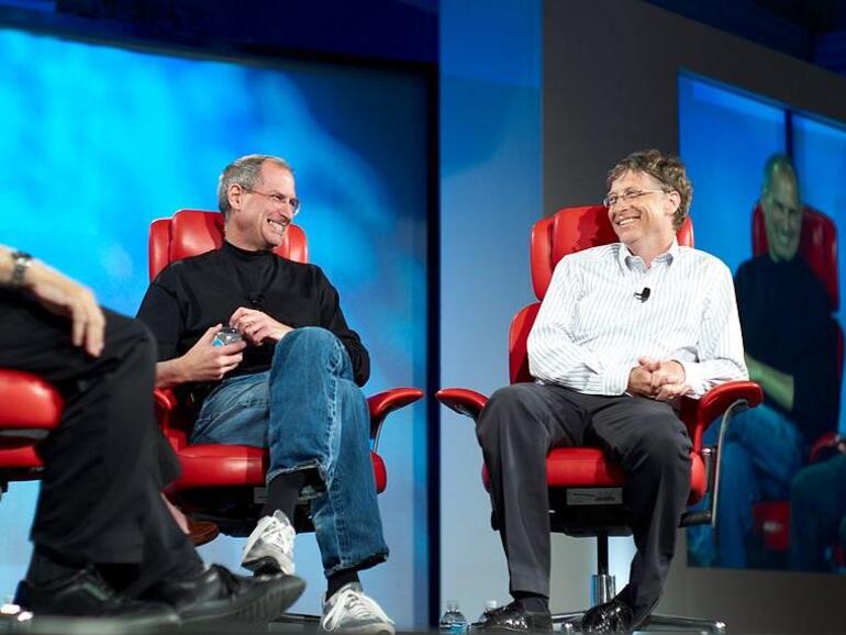 Steve Jobs und Bill Gates bei der AllThingsDigital-Konferenz.
