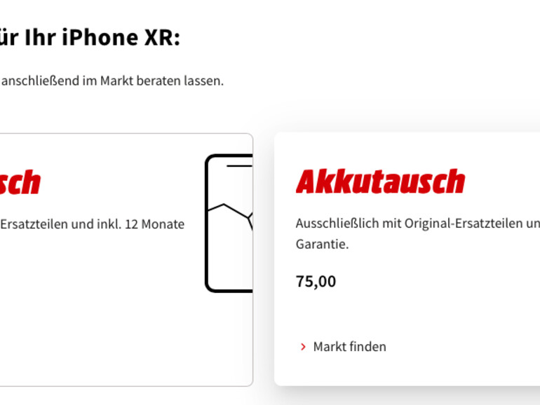 Beispiel-Rechnung für den Tausch beim iPhone XR.