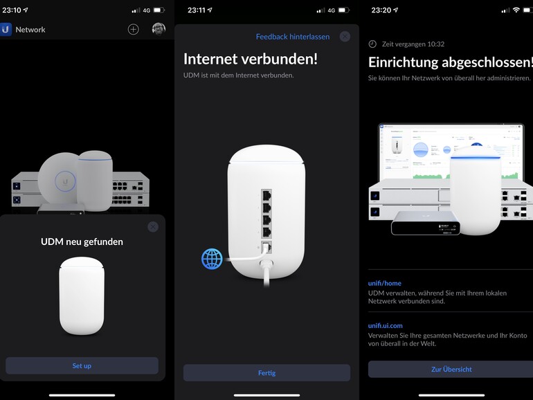 Die Einrichtung über die UniFi-App ist ganz Apple-like leicht verständlich und schnell abgeschlossen.
