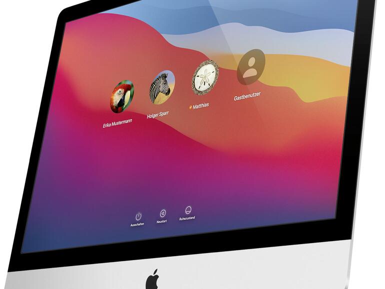 Der macOS-Anmeldebildschirm – hier mit Anzeige der Benutzer.