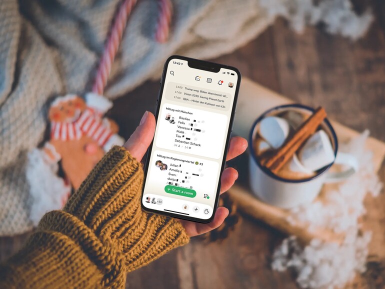 Der Startbildschirm der App lädt dazu ein, schnell in einen der existenten Räume zu springen oder einen eigenen zu erstellen.