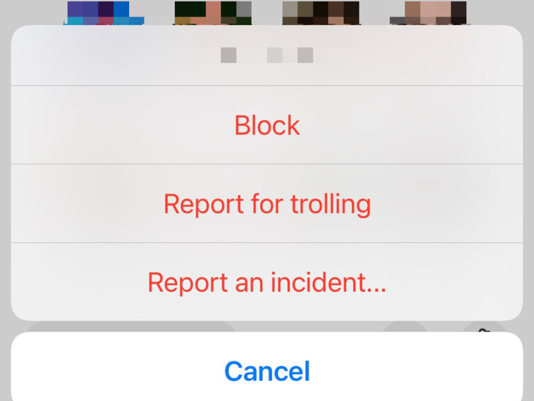 Störenfriede können geblockt oder direkt gemeldet werden.