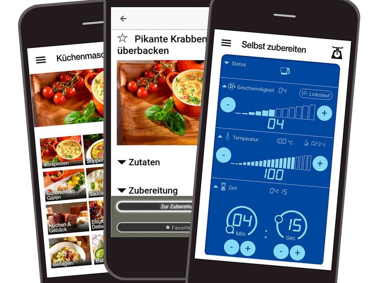 Eine App für iOS- und Android™-Geräte mit 200 Rezepten ist inklusive.