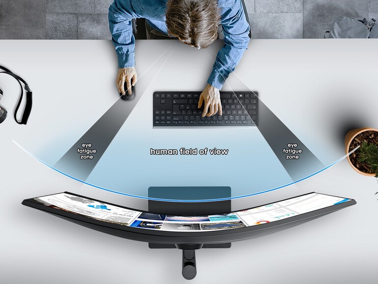 Samsung S34A650 - das ist die Idee hinter der Krümmung - man erfasst den gesamten Inhalt.