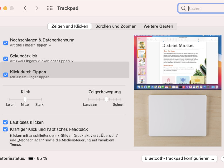 Am MacBook kannst du dein Trackpad mit wenigen Handgriffen anpassen.