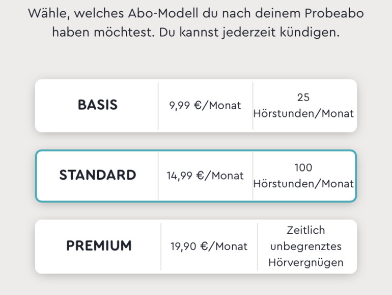 Du kannst zwischen drei Abo-Plänen auswählen...