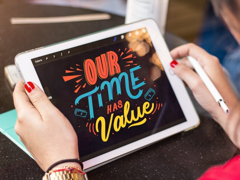 iPad mit bedenkenswertem Motto