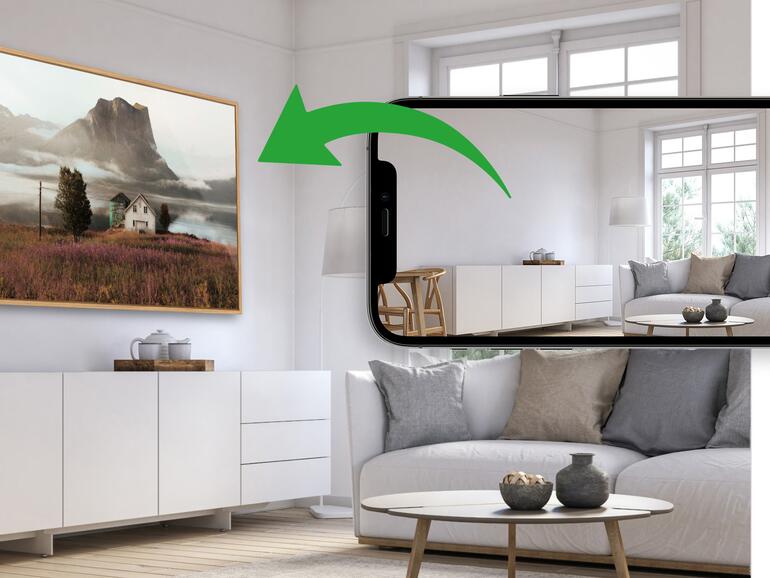 Aus einem einfachen Foto des Raums wird eine virtuelle Vorschau.