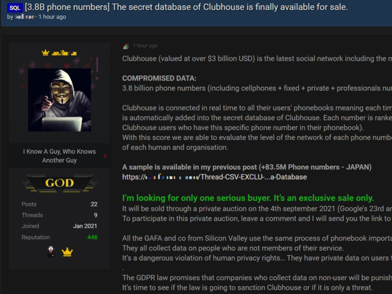 Auszug aus dem Darknet-Posting