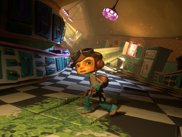 In sich gewundene Korridore, in welchen der Boden zur Decke wird und umgekehrt: In den Gedankenwelten von Psychonauts 2 werden physikalische Gesetzmäßigkeiten mitunter außer Kraft gesetzt.