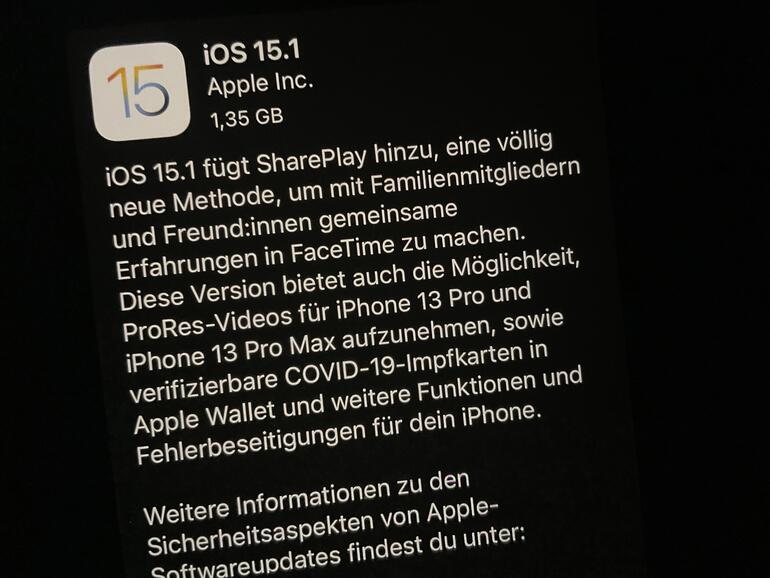 Versionshinweise für iOS 15.1