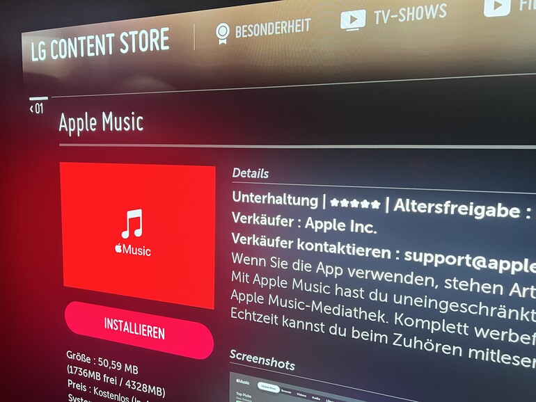 Apple Music im LG Content Store