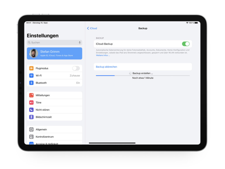 iCloud-Backup am iPad