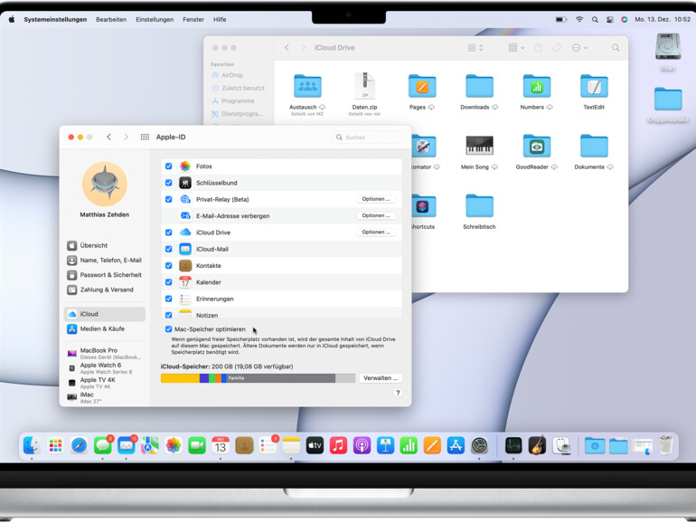 iCloud bildet eine flexible Basis, um auch sehr große Dateien per Mail zu verschicken oder mit anderen als Link oder über einen gemeinsamen Ordner zu teilen.