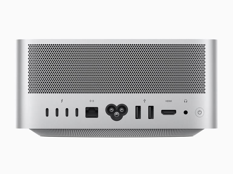 Anschlüsse satt auf der Rückseite des Mac Studio.