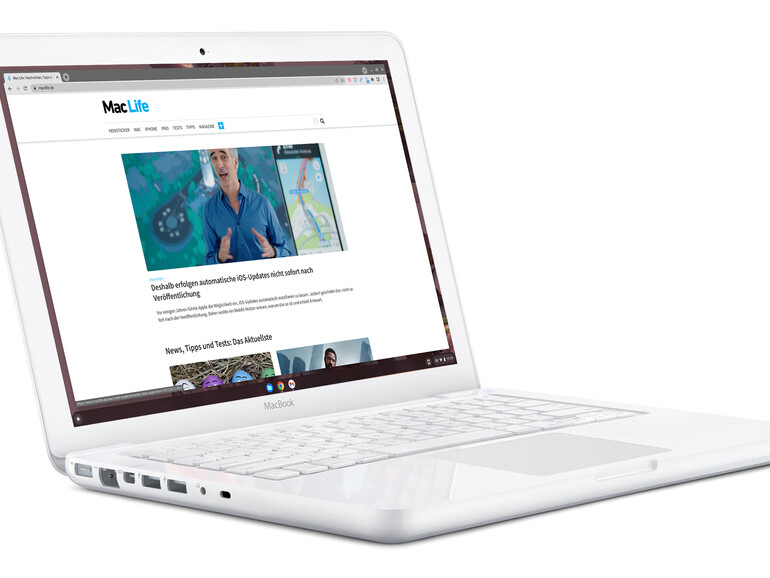 War mal ein Mac, ist nun ein Chromebook: Das 13-Zoll-MacBook vom Herbst 2009 ist von Google für die Nutzung von Chrome OS Flex zertifiziert. Wir haben unser gut erhaltenes Modell mit 8 GB RAM und einer 128 GB fassenden SSD ausgestattet. Googles Systemerwartungen sind mit 4 GB RAM und 16 GB Festspeicher weitaus geringer. Die wachsende Liste bisher unterstützter Geräte findest du hier.