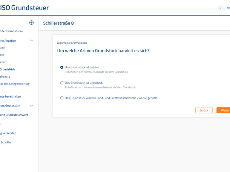 Anhand von verständlichen Fragen führt WISO Grundsteuer durch den Prozess.