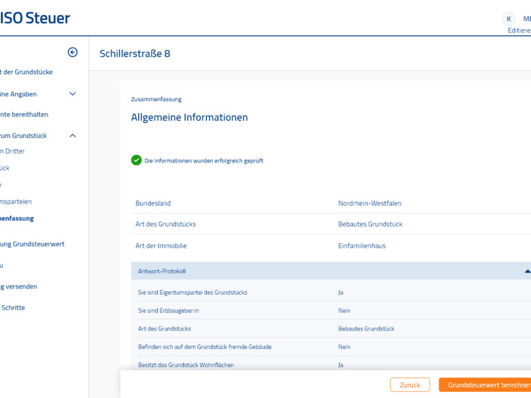 Abschließend berechnet WISO Grundsteuer den Grundsteuerwert.