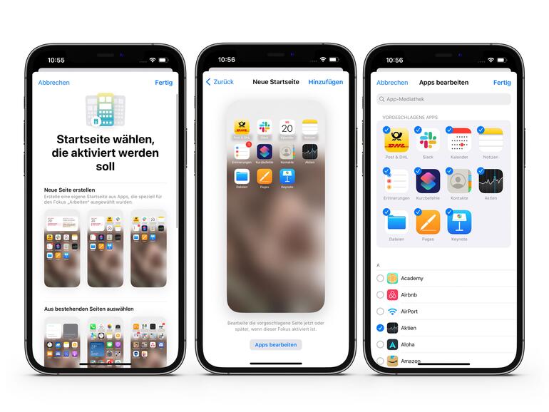 Je nach Fokus schlägt dir iOS 16 sogar neue Home-Bildschirme vor, die du anpassen kannst