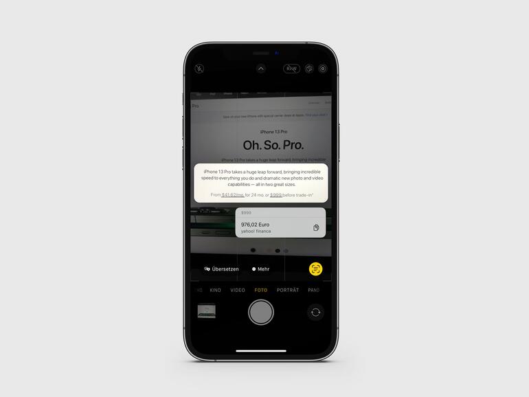 Rechne unter iOS 16 ganz einfach Währungen in der Kamera-App um