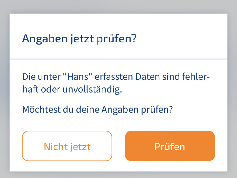 Bei nicht plausiblen Angaben bittet WISO Steuer darum, die Einträge zu kontrollieren.
