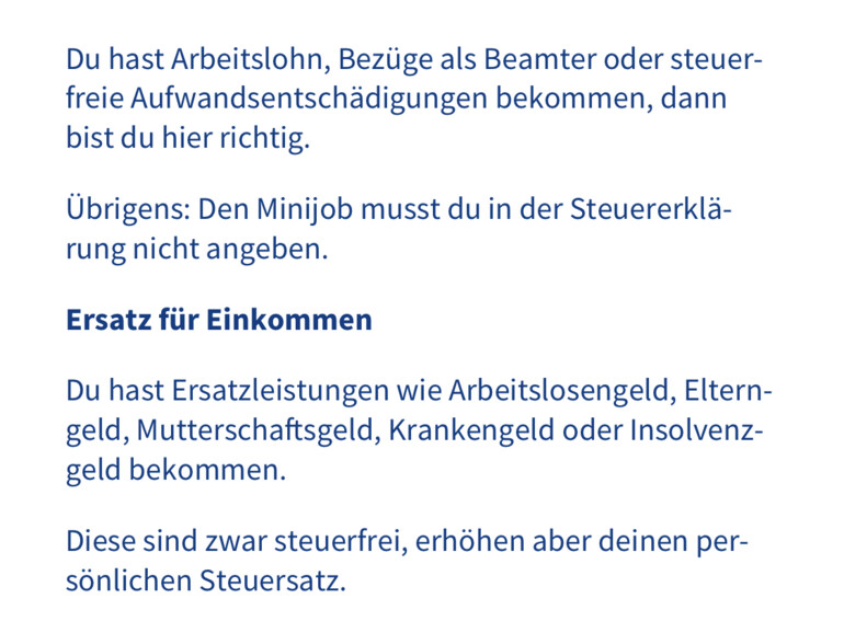 Auf Wunsch erklären dir ausführliche Texte die Hintergründe zu den abgefragten Daten.