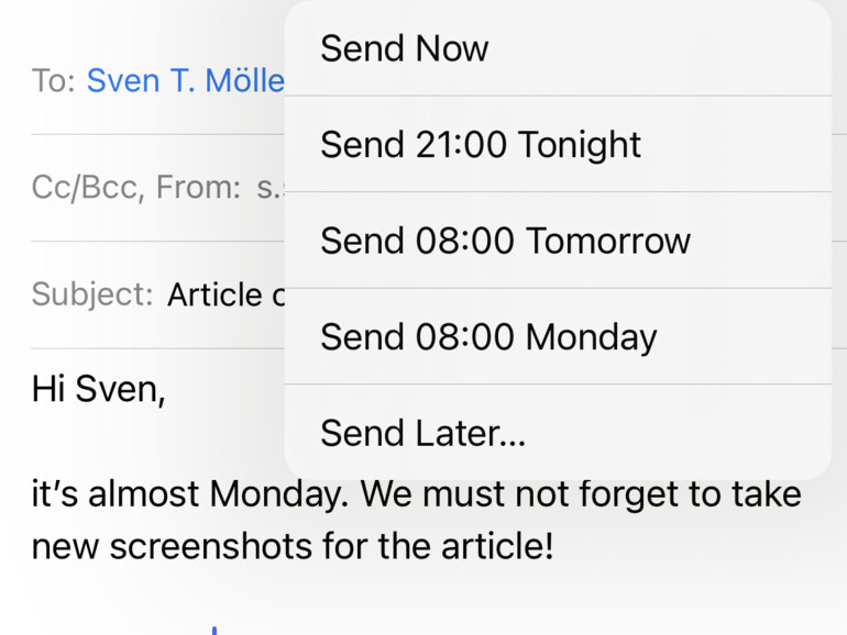 Mail now sends emails at the desired time – but only if the iPhone is turned on and online.