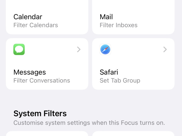 Focus filters allow you to link deeper system settings to a focus.