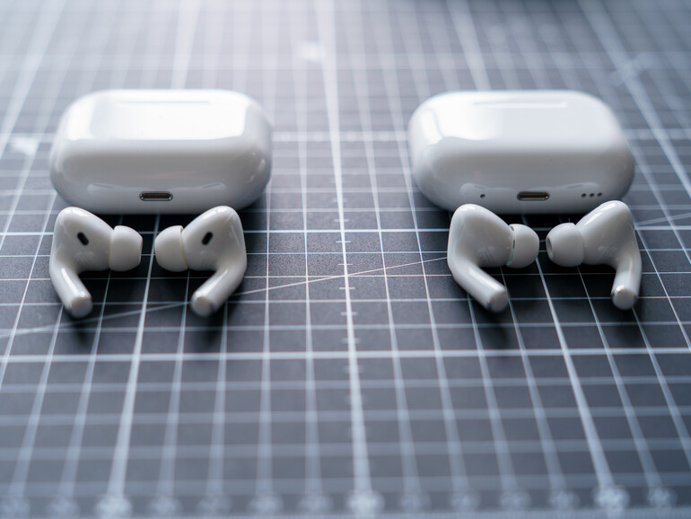 The two AirPods Pro generations look very similar, and only those who look closely will discover slight differences. Inside, however, is new hardware: The H2 chip comes with a doubled number of transistors, for example, and the charging case integrates the U1 &amp;quot;thing finder&amp;quot; chip known from the AirTags.