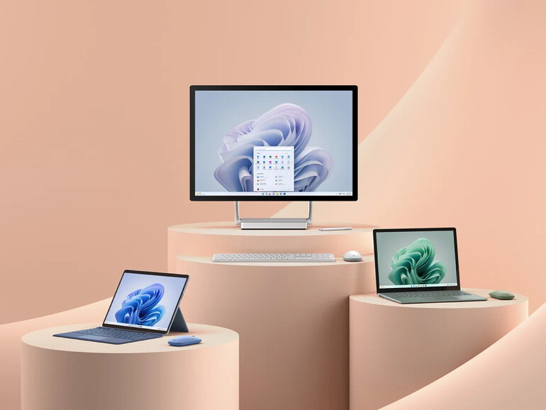 Komplett: Neben dem Surface Studio 2+ stellte Microsoft den 2-in-1-Rechner Surface Pro 9 (ab 1.300 Euro) sowie den Surface Laptop 5 (ab 1.180 Euro) vor.