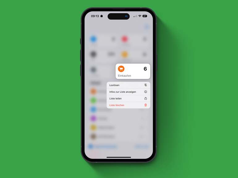 Du kannst deine Erinnerungen auch oben anpinnen