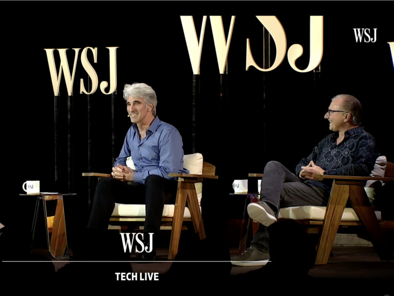 Craig Federighi und Greg Joswiak stehen Joanna Stern Rede und Antwort. Meistens jedenfalls.