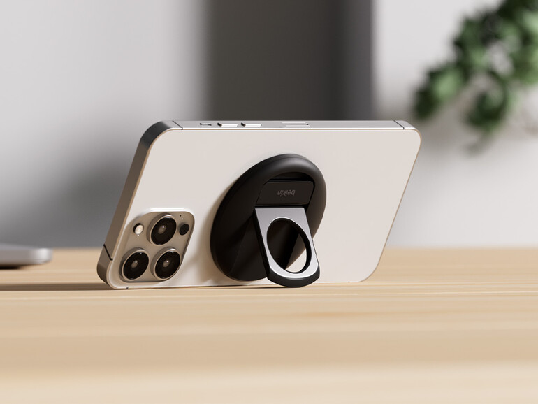 Der Ringgriff lässt sich als Ständer verwenden