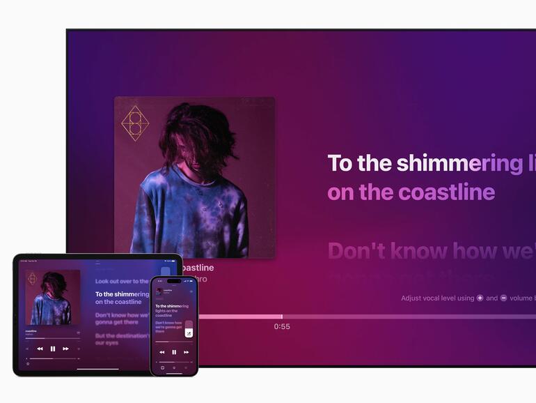 Mit Apple Music Sing können Nutzer:innen bei ihren Lieblingssongs mitsingen. Das Feature kommt noch diesen Monat für Abonnent:innen weltweit.