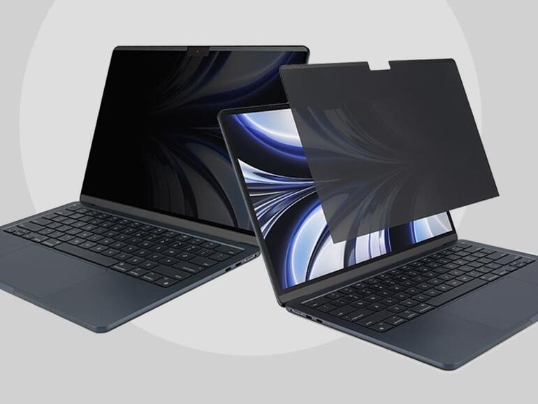 Der MagPro Elite Blickschutzfilter lässt sich magnetisch an deinem Mac befestigen.