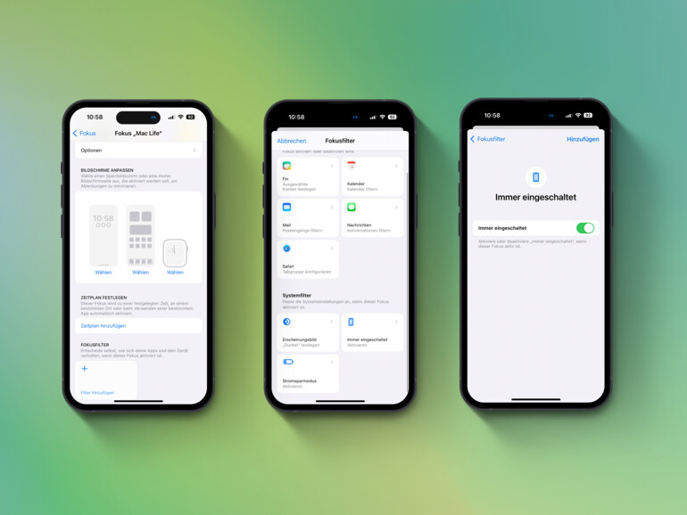 Alternativ zur Kurzbefehle-App kannst du das Always-On-Display auch mithilfe des Fokus-Modus steuern