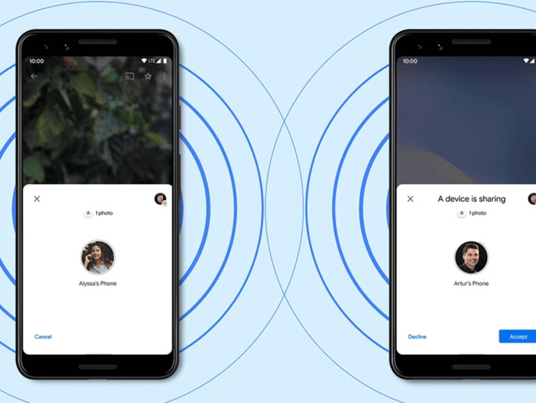Nearby Share ist Googles Protokoll zum Teilen von Dateien zwischen Android-Smartphones und -Tablets sowie Chromebook-Rechnern.