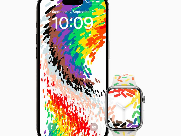 Das neue Pride Celebration Zifferblatt und das iOS Hintergrundbild würdigen die gemeinsame Stärke und gegenseitige Unterstützung der LGBTQ+ Community.