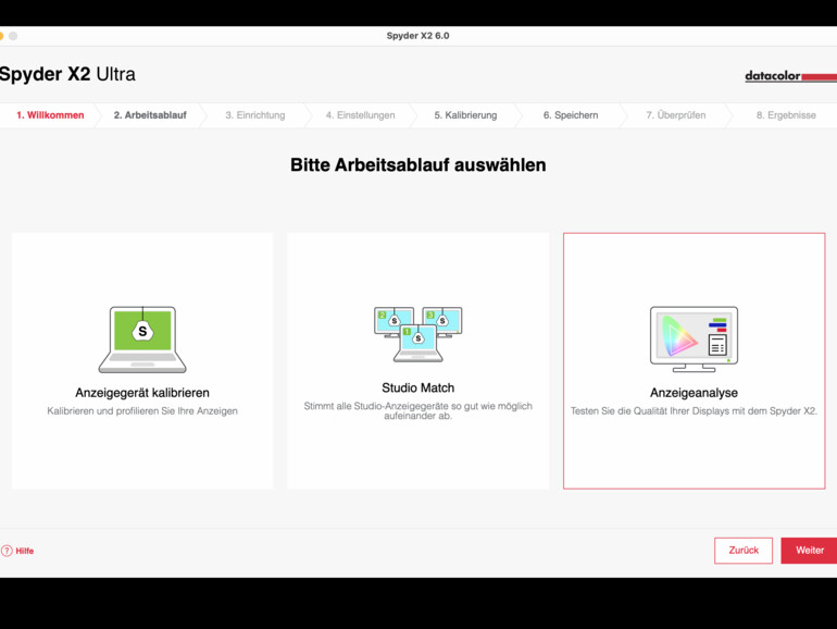 Im ersten Schritt wählst du einen von drei Modi aus. Hier: Anzeigeanalyse.