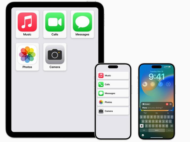 Die neuen Apple Bedienungshilfen, darunter Assistive Access, Live Speech und mehr, werden im Laufe des Jahres eingeführt.
