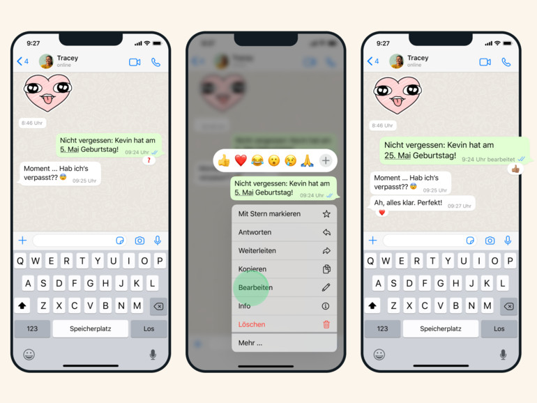 Bearbeite deine WhatsAppNachrichten nach dem Senden Eine lang
