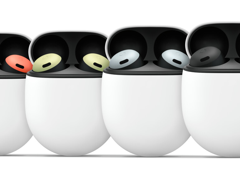 Bunt geht’s zu bei Google: Die erhältlichen Farben für die Pixel Buds Pro nennen sich Coral, Lemongrass, Fog und Charcoal.