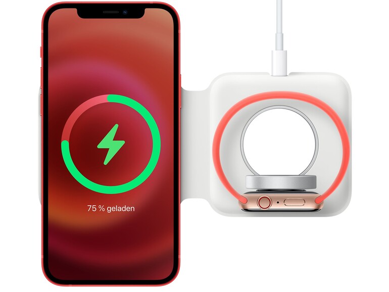 Das MagSafe Duo Ladegerät lädt Apple Watch und iPhone gleichzeitig